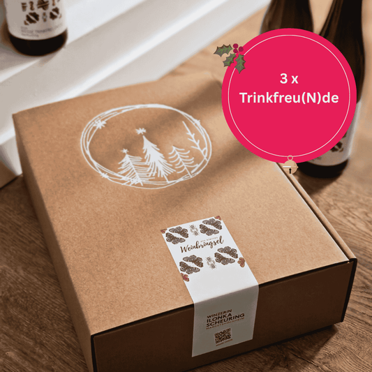 3er-Weingeschenk „Trinkfreu(N)de“ – Weiß, Rosa & Rot