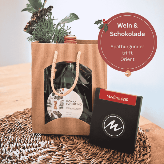 Weingeschenk "Wein & Schokolade" – Spätburgunder & Orient