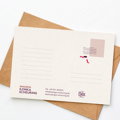 Postkarte: Du und Ich und eine Flasche Wein